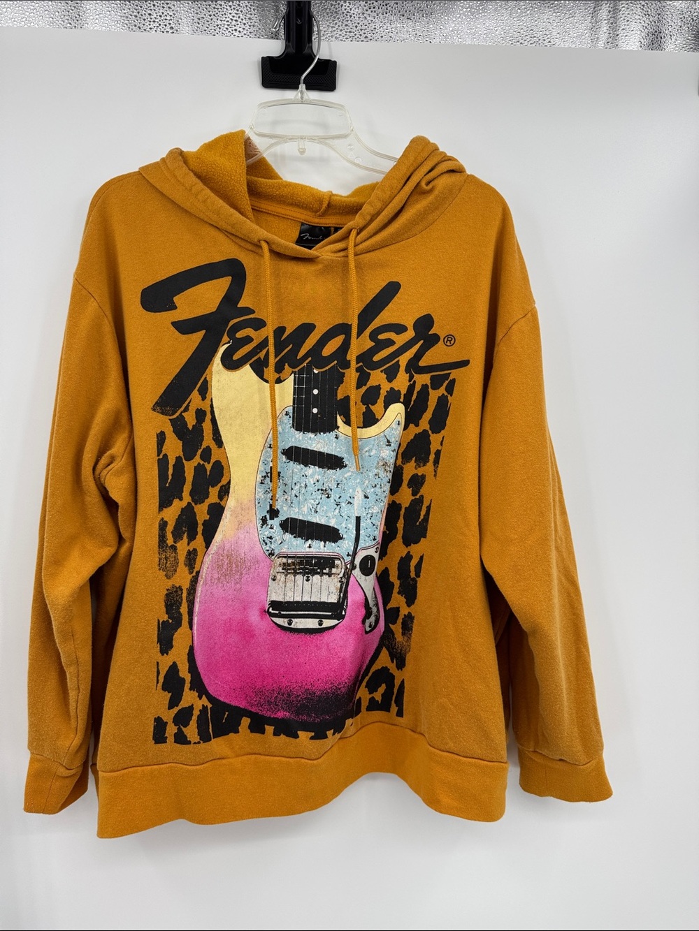 Fender M Graphic Pullover Yellow Gold Hoodie Fender Guitar Logo size 2X
